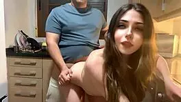 Neighbor comes for salt, but I ask him to screw me in the kitchen instead.