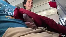Public airplane dick flash gets me cumming in two minutes, huge cock exposed 😏