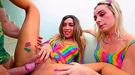 Priscila Belini and Lary Lacerda, two blonde stunners, ride hard and take it deep in wild anal action. Don't miss their tight holes!