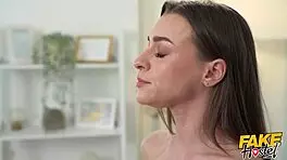 fake hostel madness! young 18+ backpacker drinks potion, tits grow huge for wild riding