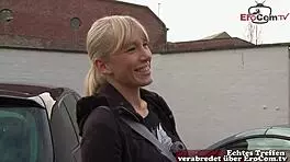 Blonde slut gets interviewed for german street casting orgasm