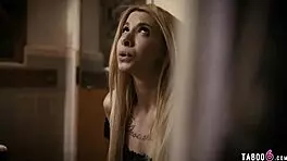 the stepmom milf says to her teen stepdaughter, 'let's have outdoor lesbian sex, blonde.'