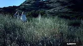 Scarlet Red & Black Eden Outdoor Lesbian Teaser!