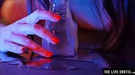 Check out this solo anal session with an ice dildo