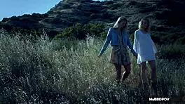 Scarlet Red & Black Eden Outdoor Lesbian Teaser!