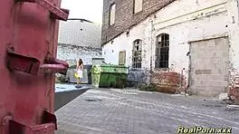 German teen 18+ deepthroats big cock outdoors