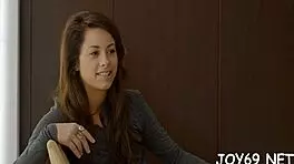 Elegant teen plays with dildo solo