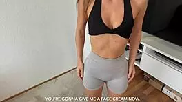 brunette latina rides in quickie cowgirl orgasm and blowjob