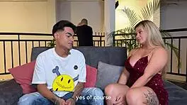 I fuck my Colombian stepmom intensely in the living room while stepdad calls, Danyel Mast and Karen Sleent.