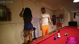 petite black teen moans in deepthroat pool table spreading