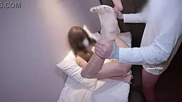 After Work, Girlfriend's Sexy Long Legs in Stockings Fucked Hard