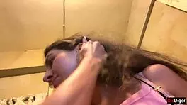 hey cutie, eating burger with cum on face in public?