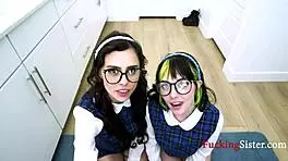 nerdy teen step sisters curious about cum?