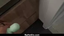 stepbrother convinces stepsister for interracial fuck in bedroom