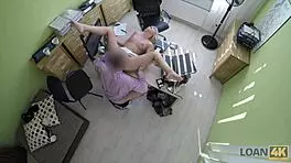 the loan4k agent fucked the tight teen pussy hard, then approved her loan right there