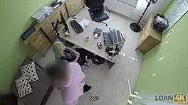 the loan4k agent fucked the tight teen pussy hard, then approved her loan right there