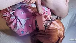 Naughty redhead deepthroats and gets rough fucked until cum on face?