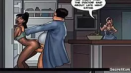 cheating husband brutally fucks his sexy ebony maid's pussy and ass in the kitchen