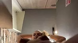 Big dildo stretches tight ass during wild face-sitting session in public daring play