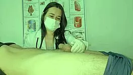 I, the nurse, attend to the patient with priapism, licking balls roughly.