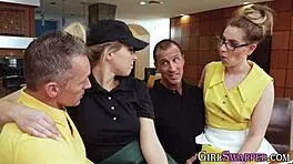 Blonde teen gives stepdad an amazing blowjob in the snow