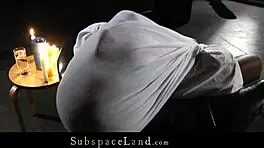 Adorable brunette spanked and fucked in subspace, her body arching with each strike and thrust