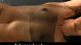 Adorable brunette spanked and fucked in subspace, her body arching with each strike and thrust