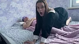Stepdaughter Sneaks into Stepfather's Bed for First Time Sex.