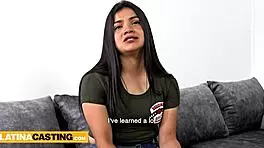 Natural Tits Latina Teen Relaxing on the Casting Couch