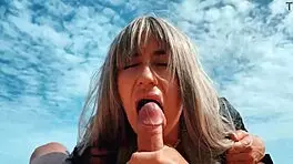 omg, i’m a blonde girl jerkin’ a guy with my feet at nudist beach... cum everywhere!