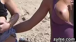 Horny Lesbians On Beach!