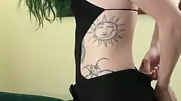 Kit Summers In Cute Black Bodysuit And Gothic Miniskirt