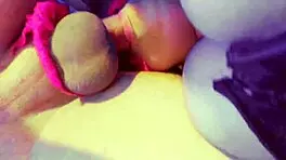 Hot girl deepthroats friend's cock as Christmas gift.