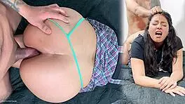 First Anal Surprise Hurts Cute Latina Student!
