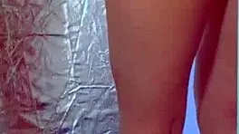 college desi in sexy dress plays with dildo