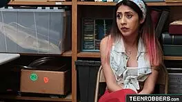 Yo, watch horny thief Angel Del Rey strip for pervert officer