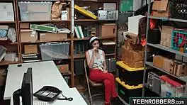 Yo, watch horny thief Angel Del Rey strip for pervert officer