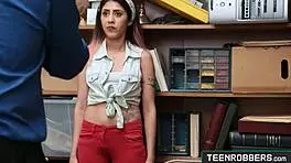 Yo, watch horny thief Angel Del Rey strip for pervert officer