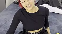 Tiny Emo Goth Teen Feels Nervous During Casting Interview Before Intense Creampie