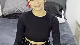 Tiny Emo Goth Teen Feels Nervous During Casting Interview Before Intense Creampie