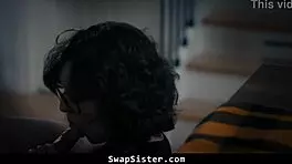 stepsisters serena santos and leana lovings play spooky ouija board game with stepbrothers