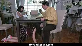 her bestie watches stepdaughter suck me in the kitchen