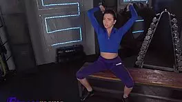 in the fitness room, the mad teen 18+ mini mitzix gives pov blowjob and gets fast hard fuck in missionary and doggystyle