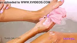 Sexy brunette teen 18+ student in a bath