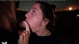 Slutty teen 18+ie takes a daring public facial! Wow!