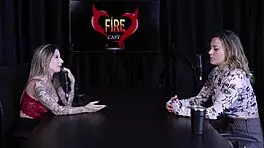 Beautiful Tattooed Redhead Milf Angelica Morango Explores Body In Sheer Red During Interview