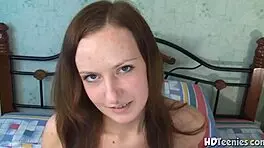 Sweet teen fingering tight pussy to orgasm