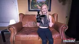 Cute blonde Alex and horny brunette Carmen lick each others sweet wet twat.