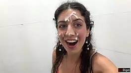 I Got Cum on My Face in a Public Locker Room and Did a Cumwalk by the Waterfall