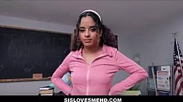 sislovesmehd - petite virgin latina teen picks stepbrother for first time in classroom pov